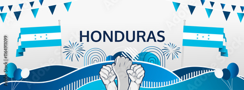 Honduras Independence Day festive banner. 15th September is celebrated as Independence Day of Honduras. Celebration poster banner for National holidays, greetings, promo, travel, and sale