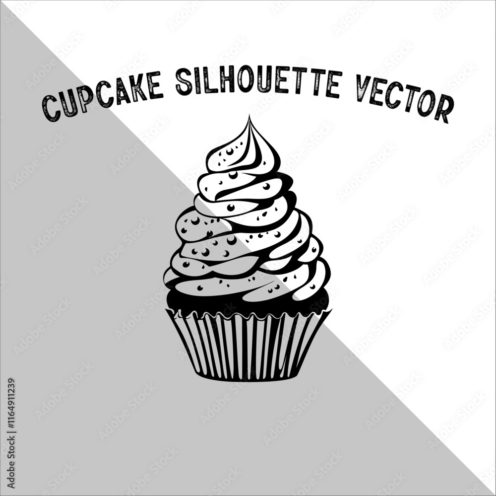 Cupcake Silhouette Vector illustration. Flat cupcake silhouette illustration. Cupcake Silhouette Vector illustration. Flat cupcake silhouette illustration.