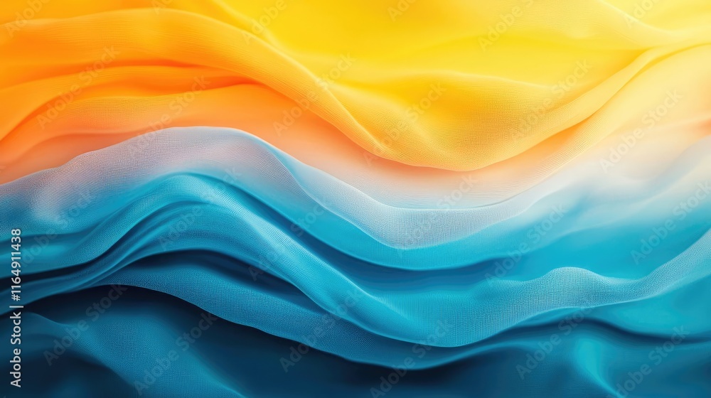 Obraz premium Noise abstract background concept. Vibrant silk fabric in wavy patterns of orange and blue for creative projects.