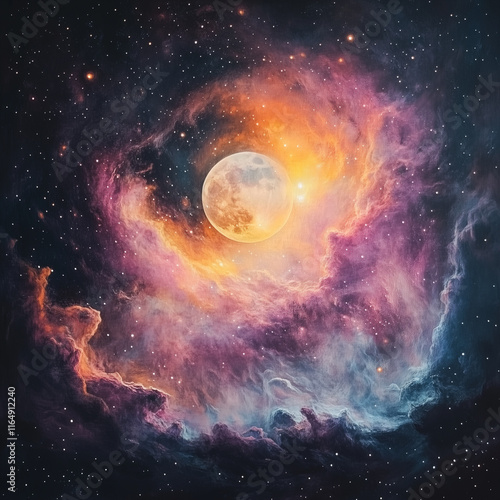 Obraz na płótnie Wallpaper in space theme w salonie