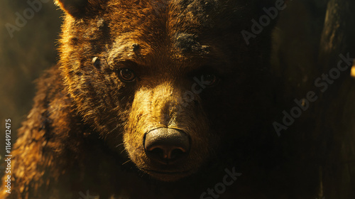 Close-up portrait brown bear facing camera natural outdoor detailed wildlife photography texture expression travel national park campaign zoo fur camping resort advertising river hunt habitat cute photo