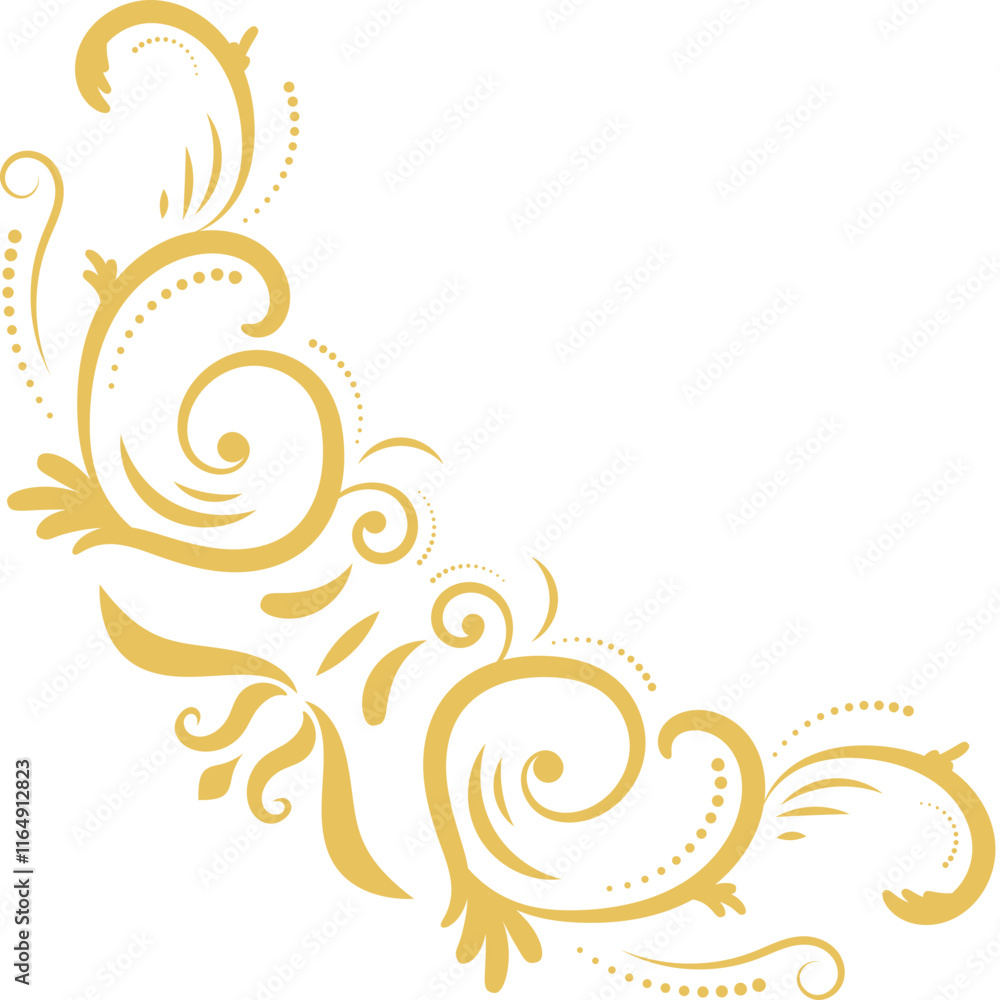 Fototapeta premium Gold Floral Ornate Corner