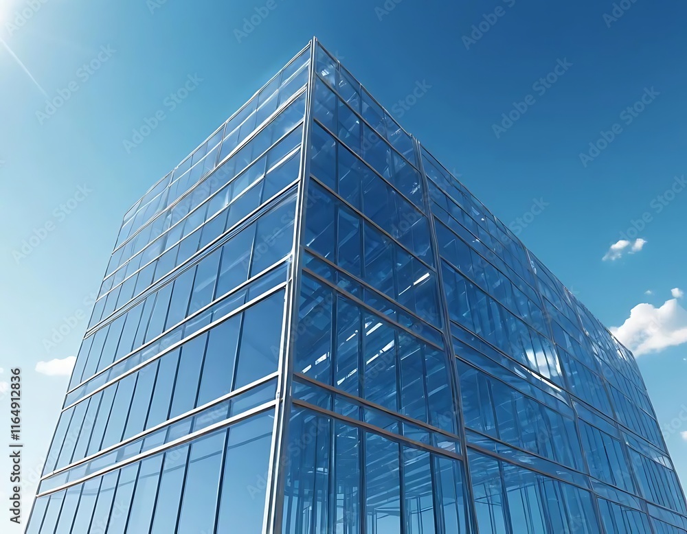 Fototapeta premium Modern Glass Building Reflecting Blue Sky