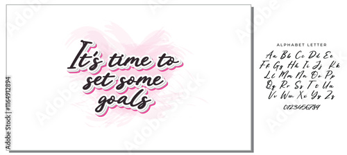 It's time to set some goals, Vector illustration isolated on white background. Concept of personal scheduling template. Hand Drawn typography / lettering design.Perfect for cover,poster,diary,planner.
