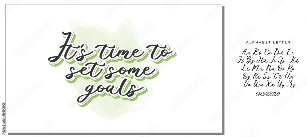 Fototapeta premium It's time to set some goals, Vector illustration isolated on white background. Concept of personal scheduling template. Hand Drawn typography / lettering design.Perfect for cover,poster,diary,planner.