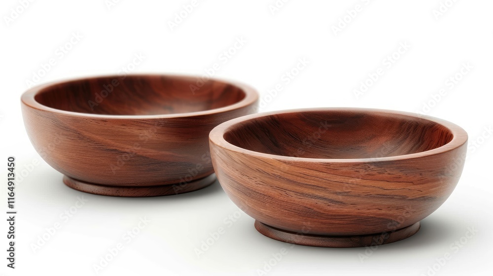 Two elegant wooden bowls with a smooth finish, ideal for serving food or decorative use. Two elegant wooden bowls with a smooth finish, ideal for serving food or decorative use.