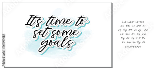 It's time to set some goals, Vector illustration isolated on white background. Concept of personal scheduling template. Hand Drawn typography / lettering design.Perfect for cover,poster,diary,planner.
