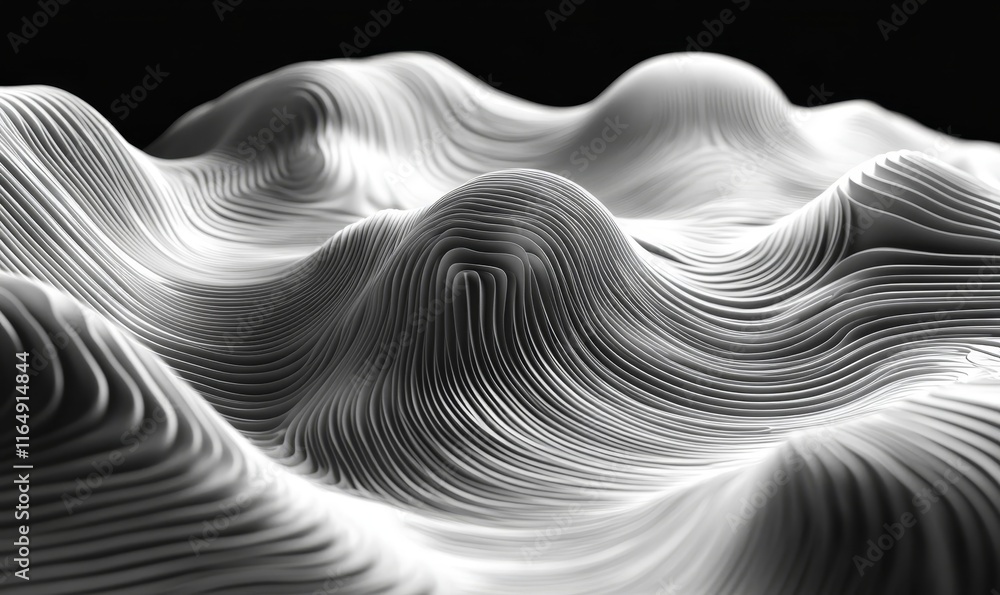 Lines and shapes flowing in harmonic, organic waveforms. Generative AI Lines and shapes flowing in harmonic, organic waveforms. Generative AI