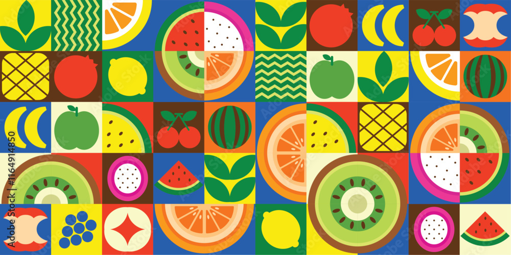 Hand drawn geometric fruits shape vector background Hand drawn geometric fruits shape vector background