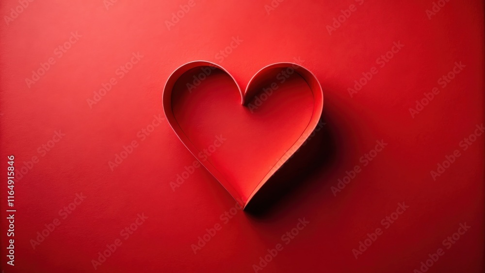 Red heart shape cutout on a red background, perfect for Valentine's Day cards or romantic designs. Red heart shape cutout on a red background, perfect for Valentine's Day cards or romantic designs.