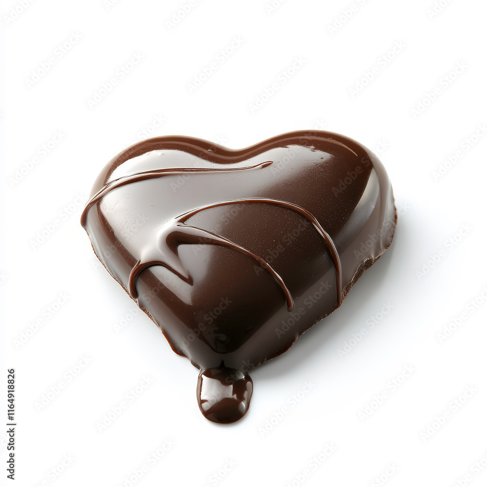 Obraz premium Deliciously Rich Heart-Shaped Chocolate Treat Drizzled with Dark Chocolate Sauce Perfect for Romantic Occasions and Sweet Celebrations