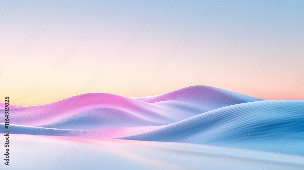 Pastel-colored abstract landscape with smooth, flowing hills at sunrise. Pastel-colored abstract landscape with smooth, flowing hills at sunrise.