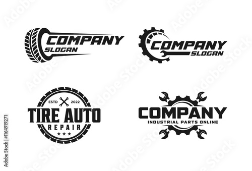 Vector logo of car parts, auto repair, tires logo