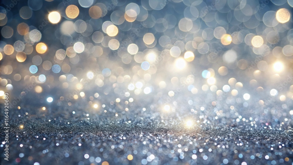 Shimmering Silver Glitter Background with Sparkling Lights and Bokeh Effects Shimmering Silver Glitter Background with Sparkling Lights and Bokeh Effects