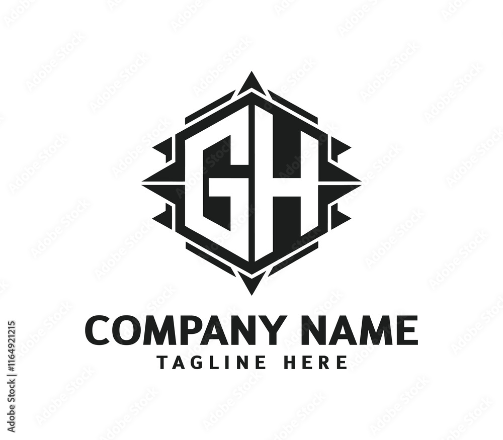 Fototapeta premium Sleek and Sophisticated GH Modern Monogram Logo with Contemporary Design Elements, Ideal for Branding and Professional Identity