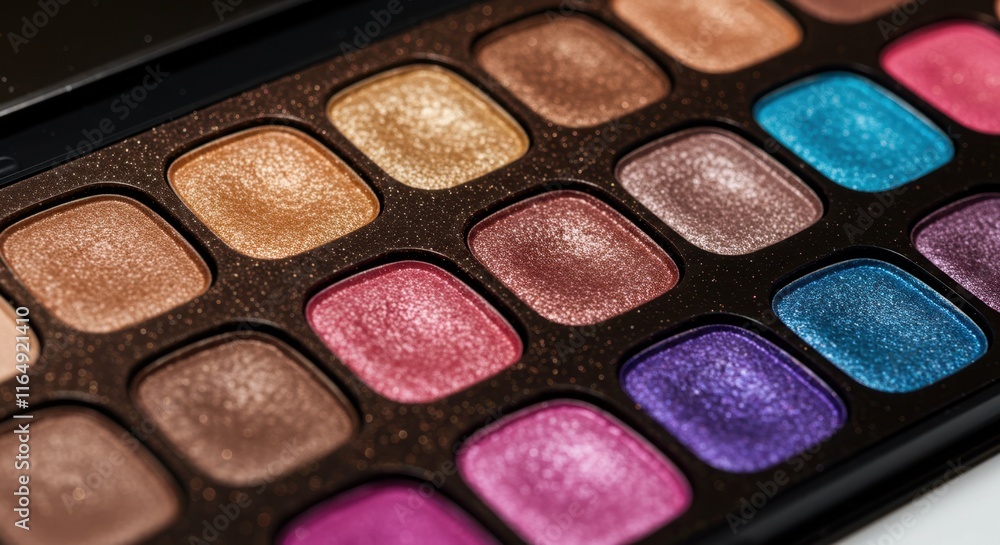 Vibrant makeup palette showcasing bright and shimmering eyeshadow colors Vibrant makeup palette showcasing bright and shimmering eyeshadow colors