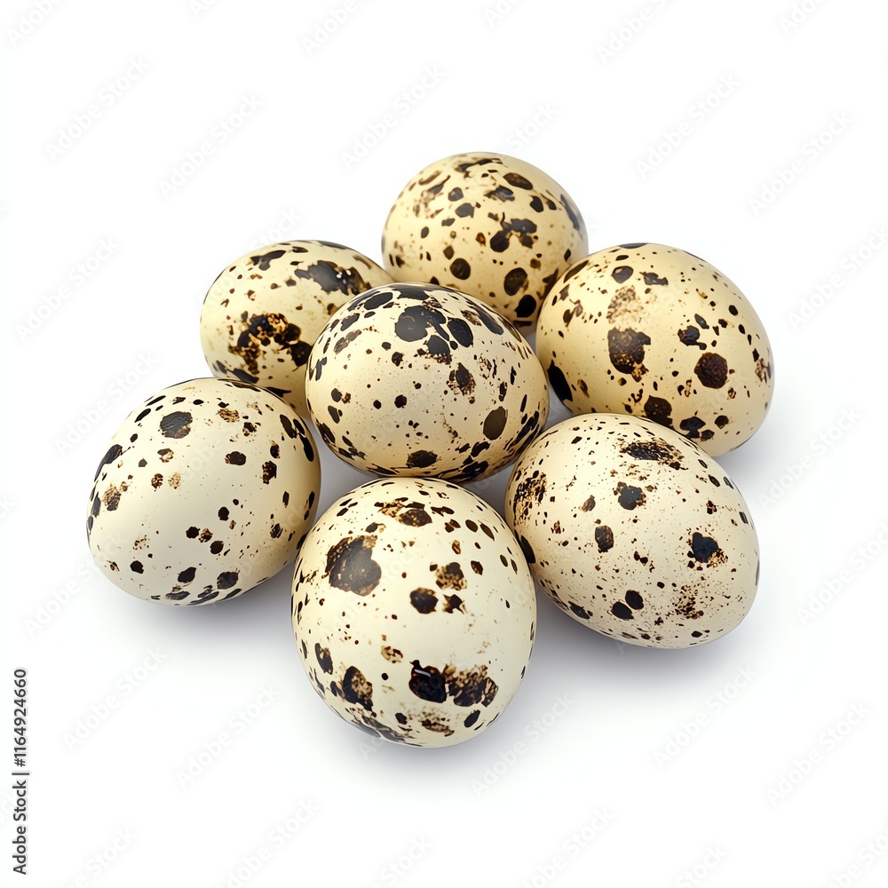 Fresh quail eggs with unique speckled patterns. Fresh quail eggs with unique speckled patterns.