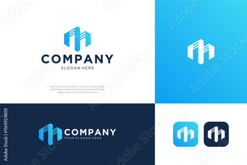 Building letter M logo design