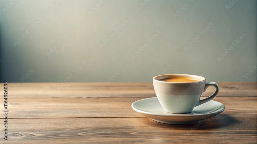 Aromatic Coffee in a Ceramic Cup on Wooden Table Aromatic Coffee in a Ceramic Cup on Wooden Table