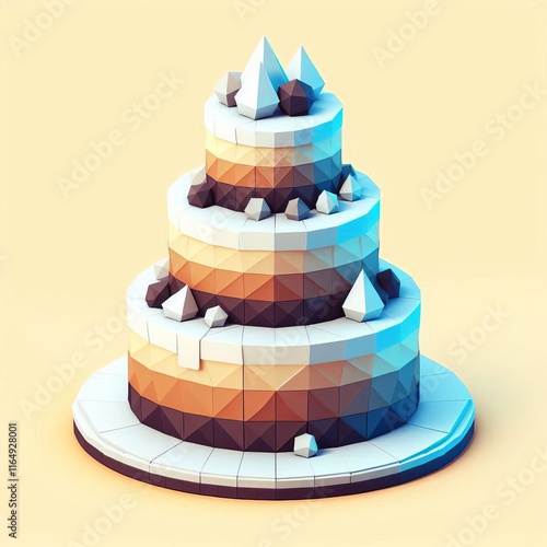 Low PolyD Model of a Cake Geometric low polygon model of a cake photo