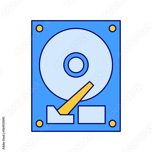 Simple and minimal office hard disk icon vector illustration, office hard disk icon vector in lineal color style perfect for business project needed