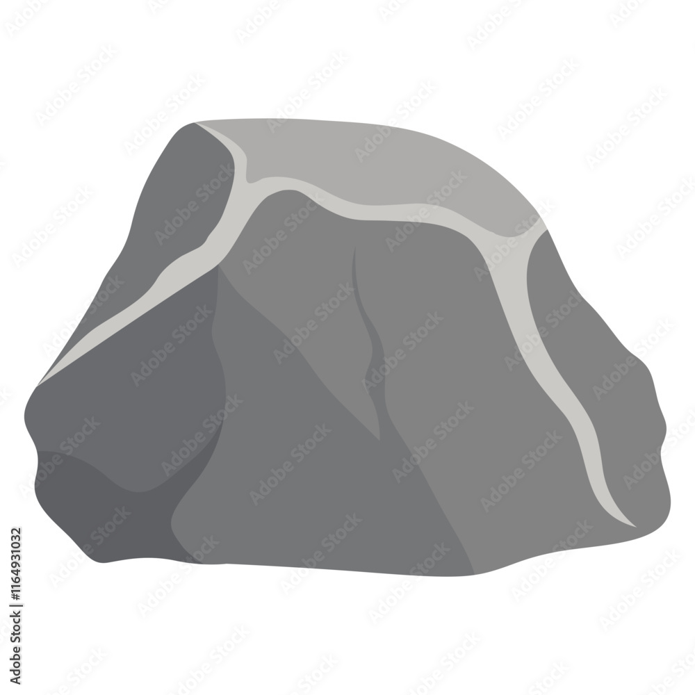 Big Rock Stone Isolated on White Background. Vector Illustration in Cartoon Design. Big Rock Stone Isolated on White Background. Vector Illustration in Cartoon Design.