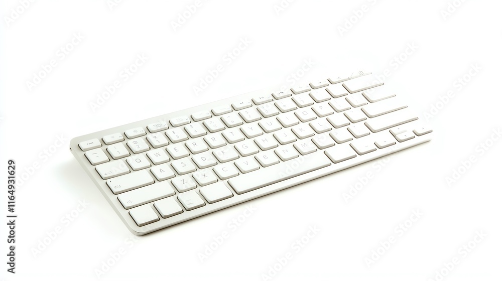White computer keyboard with sleek design on white isolate background. White computer keyboard with sleek design on white isolate background.