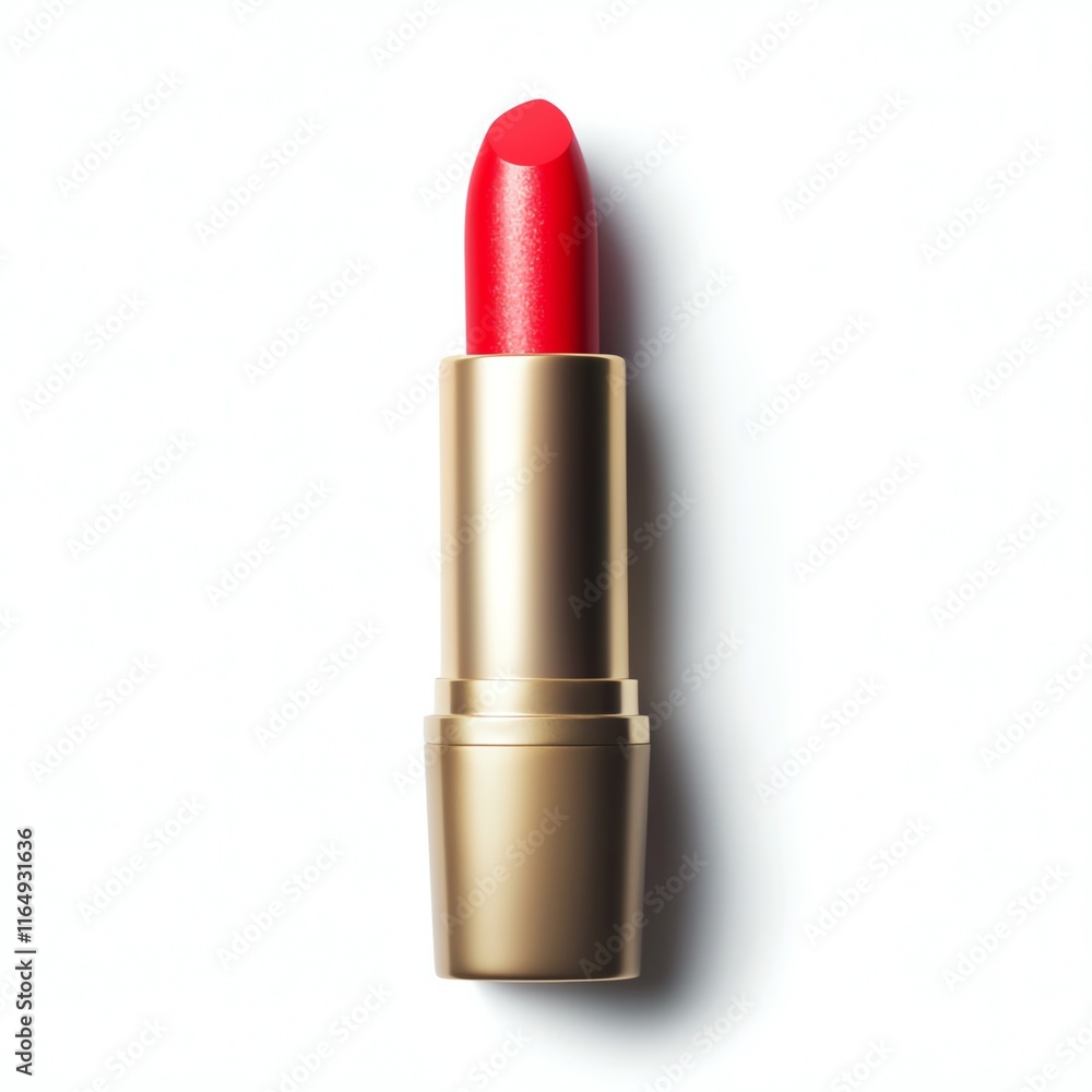 Stylish red lipstick on a white isolated background, perfect for beauty and cosmetics themes. Stylish red lipstick on a white isolated background, perfect for beauty and cosmetics themes.
