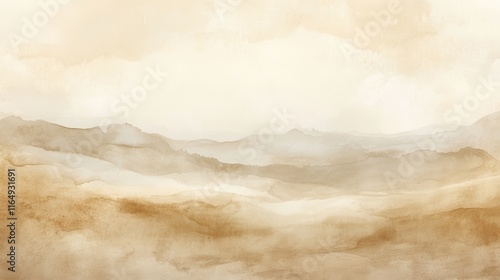 Abstract watercolor landscape in beige tones. Ideal for backgrounds, websites, or calming designs.