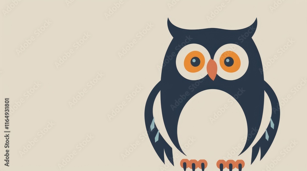 A stylized illustration of an owl with large eyes on a light background. A stylized illustration of an owl with large eyes on a light background.