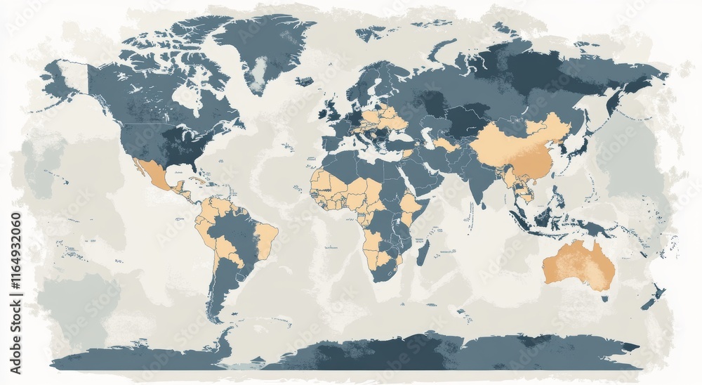 Fototapeta premium World map showing geographical distribution data.