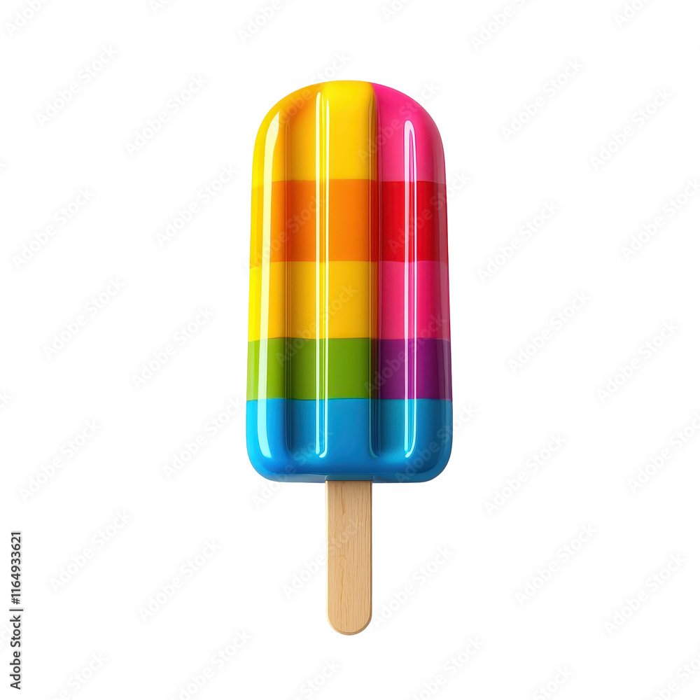 Colorful Rainbow Popsicle on a Wooden Stick Colorful Rainbow Popsicle on a Wooden Stick