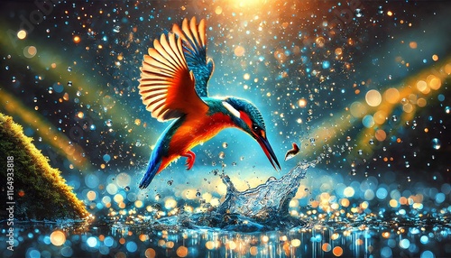 Sparkling River and Vibrant Kingfisher