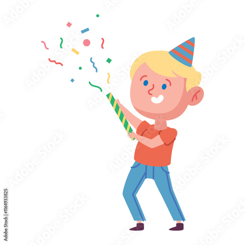 boy with party hat celebrating