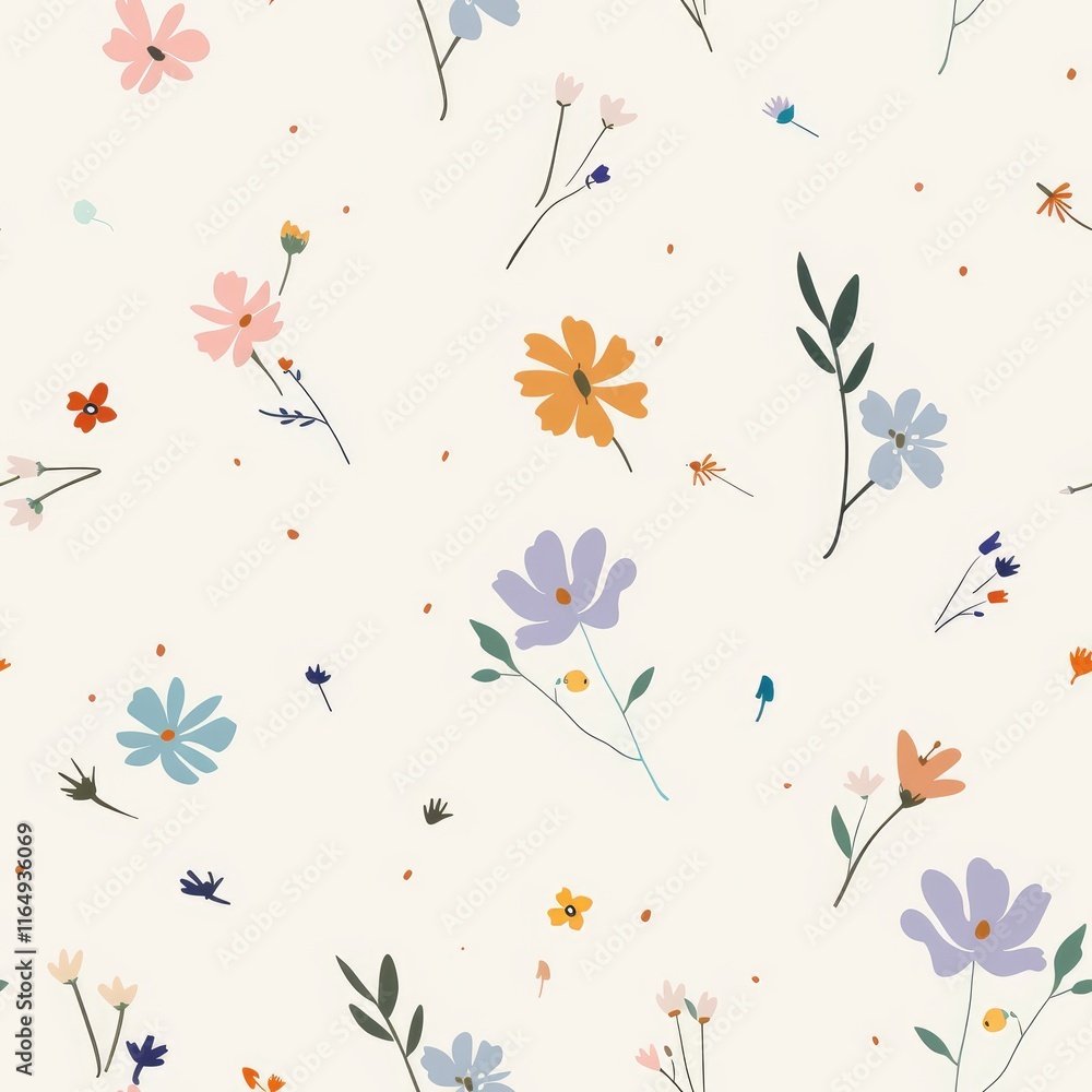 Fototapeta premium A light background adorned with various colorful floral patterns.
