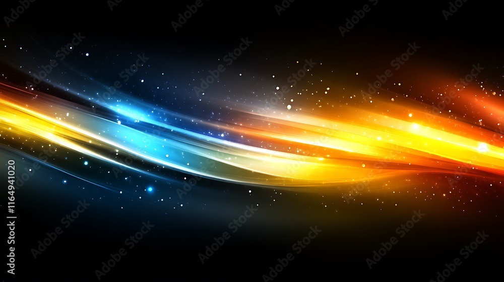 Obraz premium Abstract Blue And Orange Light Waves Background