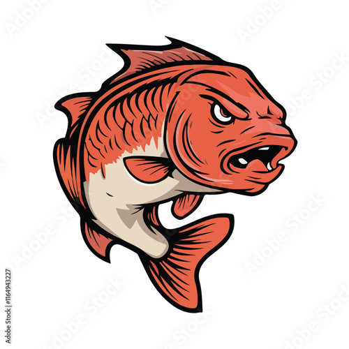 Angry fish vector, angry cartoon fish vector, and illustration, Design element