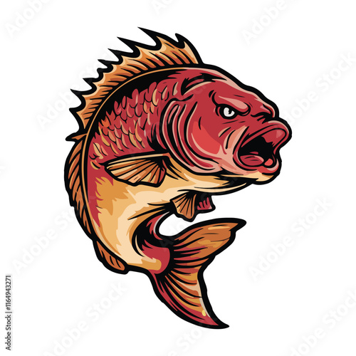 Angry fish vector, angry cartoon fish vector, and illustration, Design element