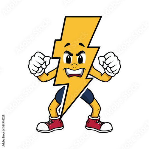 cartoon lightning bolt, and power character vector art illustration 