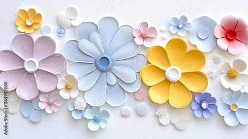 Pastel Paper Flowers Background D Floral Design Spring Decor