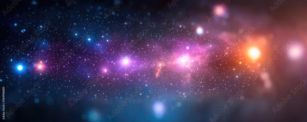 Fototapeta premium Cosmic abstract background concept. A stunning cosmic landscape filled with vibrant stars and swirling nebulae.