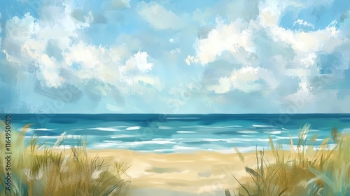 Wallpaper Mural Serene Sea and Beach Background: A Tranquil Coastal Scene for Relaxation and Inspiration. Torontodigital.ca