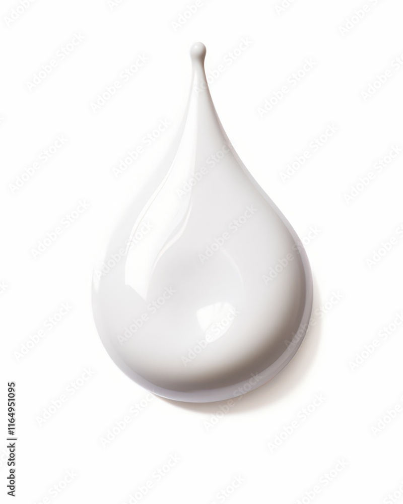 Isolated Close-Up Image of a White Milk Drop on a Clean White Background with a Smooth Curved Surface and Glossy Texture Isolated Close-Up Image of a White Milk Drop on a Clean White Background with a Smooth Curved Surface and Glossy Texture