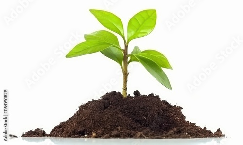 Wallpaper Mural Young Pomelo Plant Emerging from Rich Soil with Fresh Green Leaves in a Clear White Background Torontodigital.ca