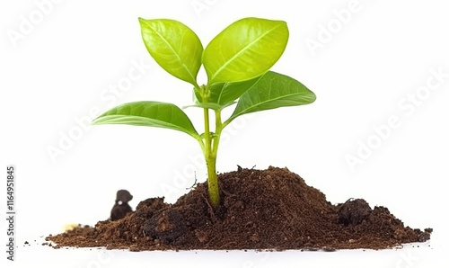 Wallpaper Mural Young Pomelo Plant Growing in Soil with Fresh Green Leaves and Healthy Roots Against White Background for Nature and Gardening Enthusiasts Torontodigital.ca