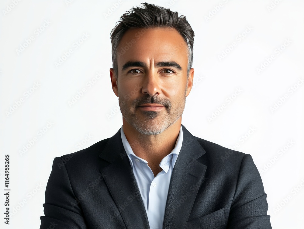 A confident man in a suit poses for a professional portrait. A confident man in a suit poses for a professional portrait.