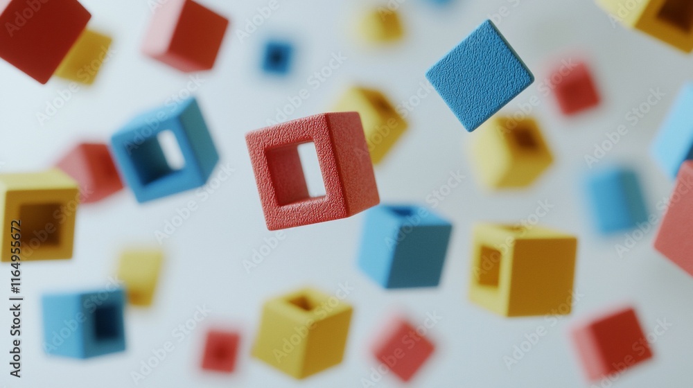 Colorful cubes floating in white background. Colorful cubes floating in white background.