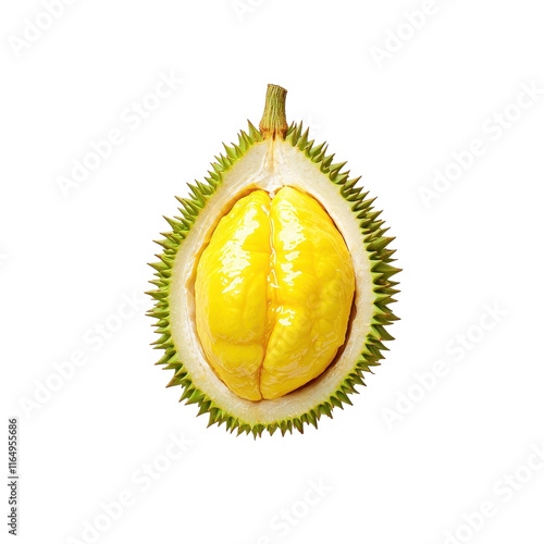 Ripe Yellow Durian with Spiky Skin Opened photo