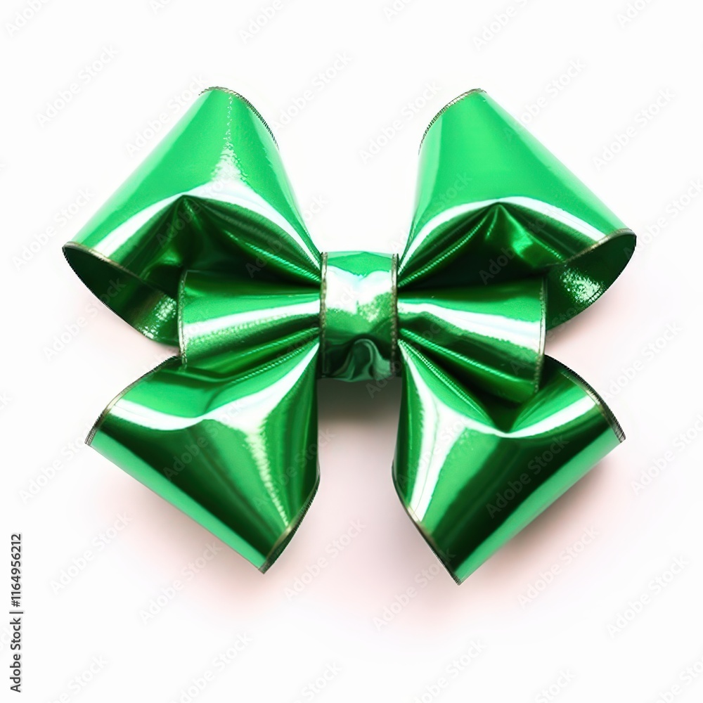 Shiny Green Bow Isolated on White Background, Perfect for Holiday Decorations and Gift Wrapping, Adds Charm and Elegance to Any Present Shiny Green Bow Isolated on White Background, Perfect for Holiday Decorations and Gift Wrapping, Adds Charm and Elegance to Any Present