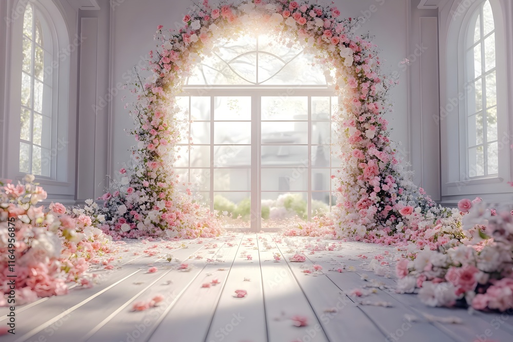 Background wedding with flowers around generative AI Background wedding with flowers around generative AI